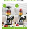 imageSHARDOR 1200W Blender for Shakes and Smoothies Countertop Blender and Personal Blender Combo 52oz Glass Jar 22oz Travel Cup 3 Adjustable Speed for Frozen Fruit Drinks Smoothies Sauces Silver