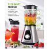 imageSHARDOR 1200W Blender for Shakes and Smoothies Countertop Blender and Personal Blender Combo 52oz Glass Jar 22oz Travel Cup 3 Adjustable Speed for Frozen Fruit Drinks Smoothies Sauces Silver