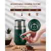 imageSHARDOR Adjustable Coffee Grinder Electric Super Silent Electric Coffee Bean Grinder with TimeMemory Adjustment and MultiFunctional Stainless Steel Cup for Spices Herbs and Nuts Grinding GrayGreen