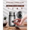 imageSHARDOR Adjustable Coffee Grinder Electric Super Silent Electric Coffee Bean Grinder with TimeMemory Adjustment and MultiFunctional Stainless Steel Cup for Spices Herbs and Nuts Grinding GraySilver