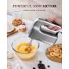 imageSHARDOR Hand Mixer 450W Handheld Mixer with Storage Case 5Speed Plus Turbo Hand Mixer Electric With 5 Stainless Steel Attachments2 Beaters 2 Dough Hooks and 1 Whisk Silver