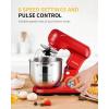 imageSHARDOR Stand Mixer 6Speed with Pulse TiltHead Food Mixer Kitchen Electric Mixer with Dough Hook Wire Whip ampamp Beater 48 QT Stainless Steel Bowl Splash Guard RED
