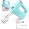 imageSHARDOR Hand Mixer Electric 6 Speed ampamp Turbo Mixer Electric Handheld SnapOn Storage Case5 Stainless Steel Accessories for Whipping Mixing Cookies Brownie Cakes Dough Batters BlueBlue