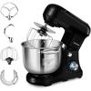 imageSHARDOR Stand Mixer 6Speed with Pulse TiltHead Food Mixer Kitchen Electric Mixer with Dough Hook Wire Whip ampamp Beater 48 QT Stainless Steel Bowl Splash Guard Black