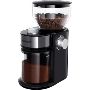 imageSHARDOR Burr Coffee Bean Grinder Electric Adjustable Burr Mill with 16 Precise Grind Setting for 214 Cup SilverGlossy Black