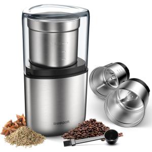 imageSHARDOR Coffee Grinder Electric HerbWet Grinder for Spices and Seeds with 2 Removable Stainless Steel Bowls Silver2 bowls