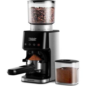 imageSHARDOR Conical Burr Espresso Coffee Grinder Electric with Precision Timer 20 Touchscreen Adjustable Burr Mill with 51 Precise Settings for Home Use Antistatic Stainless Steel