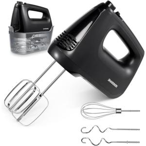 imageSHARDOR Hand Mixer Electric 6 Speed ampamp Turbo Mixer Electric Handheld SnapOn Storage Case5 Stainless Steel Accessories for Whipping Mixing Cookies Brownie Cakes Dough Batters BlueBlack