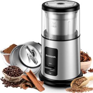 imageSHARDOR One Touch Coffee Grinder Electric Spice Herb For Coffee Bean Spices and Seeds with 1 Removable Stainless Steel Bowl Dry Grinder SilverSilver