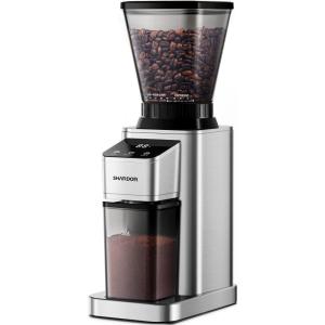 imageSHARDOR Professional Conical Burr Coffee Grinder Coffee Bean Grinder with 48 Grind Settings for Espresso Drip ampamp French Press Upgraded AntiStatic Technology Precision Timer BlackSilver