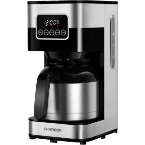 imageSHARDOR Programmable Coffee Maker with Thermal Carafe Drip Coffee Machine with Timer 8Cup Coffee Pot with Pause ampamp Serve Regular ampamp Strong Brew Auto Shut Off TouchScreen Black ampamp Stainless Steel