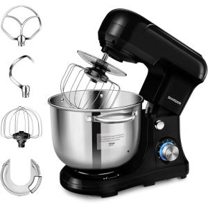 imageSHARDOR Stand Mixer 6Speed with Pulse TiltHead Food Mixer Kitchen Electric Mixer with Dough Hook Wire Whip ampamp Beater 48 QT Stainless Steel Bowl Splash Guard Black