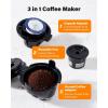 imageSHARDOR 3 in 1 Single Serve Coffee Maker for K Cup amp Ground Coffee amp Teas Pod Coffee machine 614oz Brew Sizes 40oz Detachable Water Reservoir Descale Settings Black