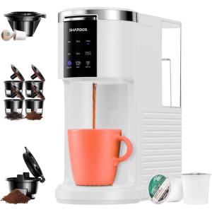 imageSHARDOR 3 in 1 Coffee Maker K Cup Coffee Maker Compatible with Ground Coffee amp Teas Single Serve Coffee Machine 614oz Brew Sizes 40oz Detachable Water Reservoir Descale Settings White