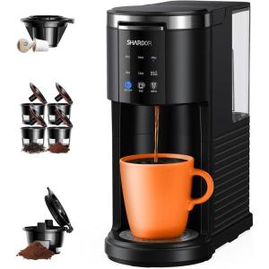 imageSHARDOR 3 in 1 Single Serve Coffee Maker for K Cup amp Ground Coffee amp Teas Pod Coffee machine 614oz Brew Sizes 40oz Detachable Water Reservoir Descale Settings Black