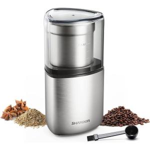 imageSHARDOR Electric Coffee Grinder Herb Blade Grinder Spices Grinder with 2 Removable Stainless Steel Bowls Silver1 BOWL