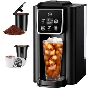 imageSHARDOR Single Serve Coffee Maker Hot and Iced Coffee Machine for K Cup Pods amp Ground Coffee 6 to 14 oz Brew Sizes 50 oz Removable Water Tank Bold Brew Setting BlueMatt Black