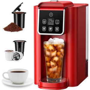 imageSHARDOR Single Serve Coffee Maker Hot and Iced Coffee Machine for K Cup Pods amp Ground Coffee 6 to 14 oz Brew Sizes 50 oz Removable Water Tank Bold Brew Setting BlueRed