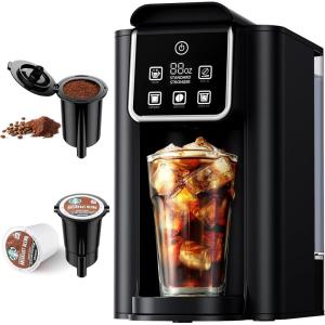 imageSHARDOR Single Serve Coffee Maker Upgrade Hot amp Iced Coffee Machine for K Cup and Grounds 6 to 14 oz Brew Sizes 50 oz Removable Water Tank Bold Brew Setting Pod Maker with Reusable Filter Black