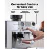 imageSHARDOR 20 Bar Espresso Machine with Builtin Grinder and Professional Steam Wand 52mm Portafilter 45 Precise Grind Settings Stainless Steel AllinOne Coffee Maker for Home Use