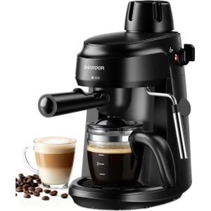 imageSHARDOR 35 Bar Espresso Machine Compact Expresso Coffee Machines for Home 4Cup Espresso Maker with Milk Frother for Cappuccino amp Latte Fast Heating System EasytoUse 800W Black