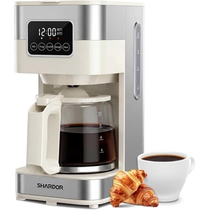 image:imageSHARDOR 10Cup Programmable Coffee Maker Regular amp Strong Brew Drip Coffee Machine for Home and Office Auto Shut Off Permanent Filter grayBeige