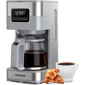 image:imageSHARDOR 10Cup Programmable Coffee Maker Regular amp Strong Brew Drip Coffee Machine for Home and Office Auto Shut Off Permanent Filter grayGray