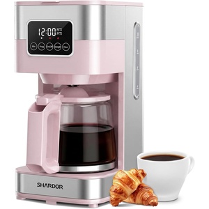 image:imageSHARDOR 10Cup Programmable Coffee Maker Regular amp Strong Brew Drip Coffee Machine for Home and Office Auto Shut Off Permanent Filter grayPink
